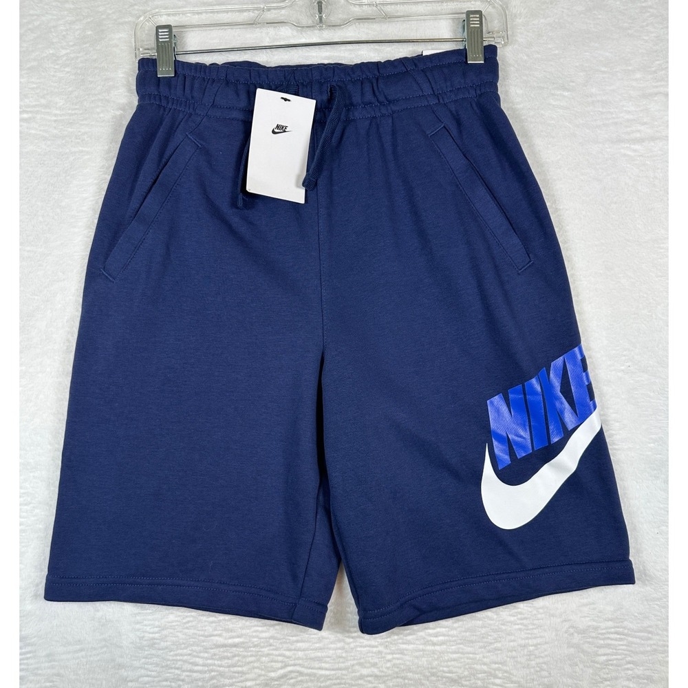 Nike Sportswear Shorts Boys XL Navy Blue Graphic Logo French Terry NWT